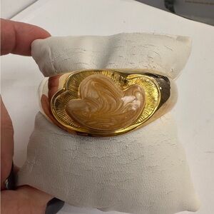 Gold and Cream Bangle Bracelet